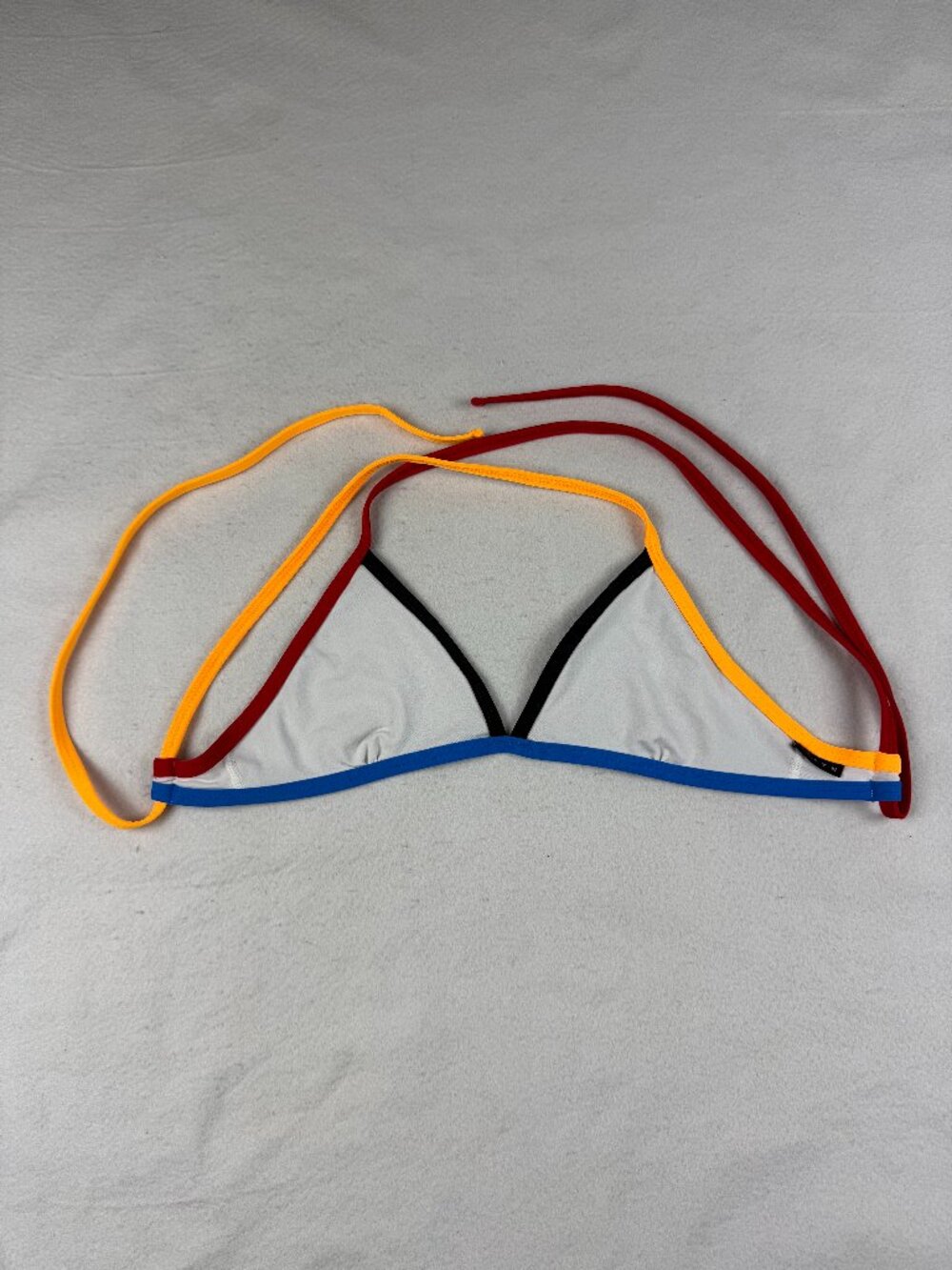 Jolyn White Triangle Bikini Top with Multi-Colored Straps Size S
